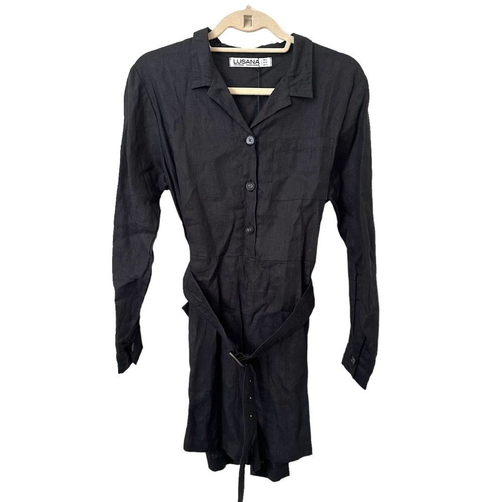 LUSANA Blake Flax Linen Belted Romper NWT Sz 4‎